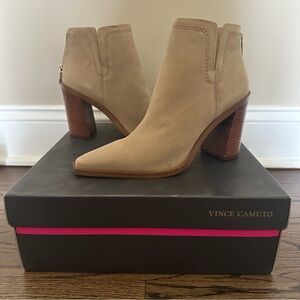 Vince Camuto Welland Bootie in Tortilla Suede
